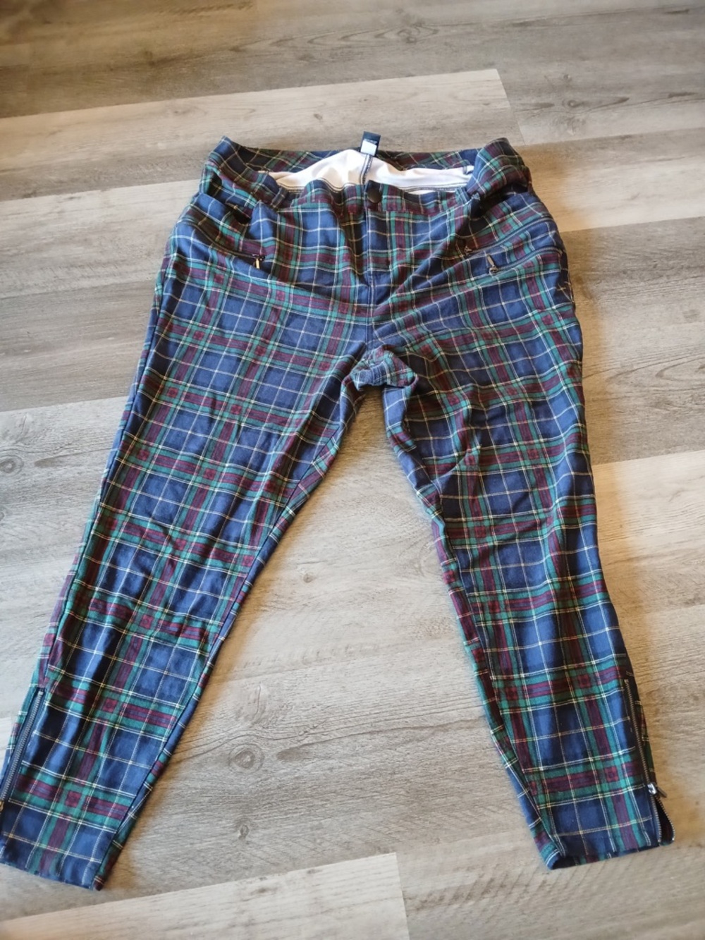 torrid Navy Plaid Waistband with Green and Red Tartan zip ankle
